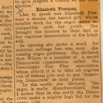 Clipping fragment describing speech by Elisabeth Freeman on Negro rights Clipping fragment describing speech by Elisabeth Freeman on Negro rights