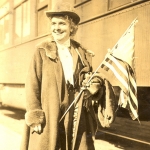 Frances Kellor, pictured in front of Hughes' Campaign Special Frances Kellor, pictured in front of Hughes' Campaign Special